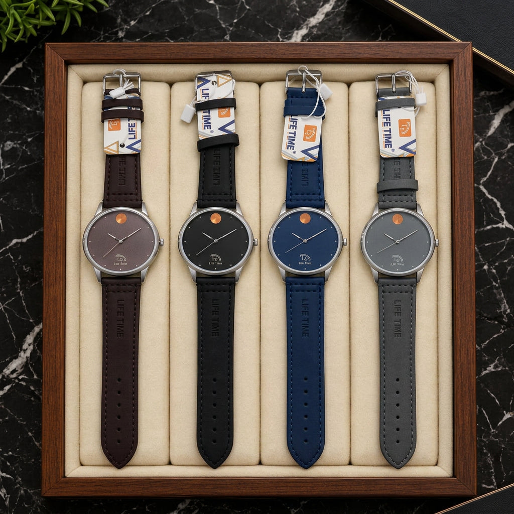 Life Time Minimalist Analog Wristwatch with Stainless Steel Case