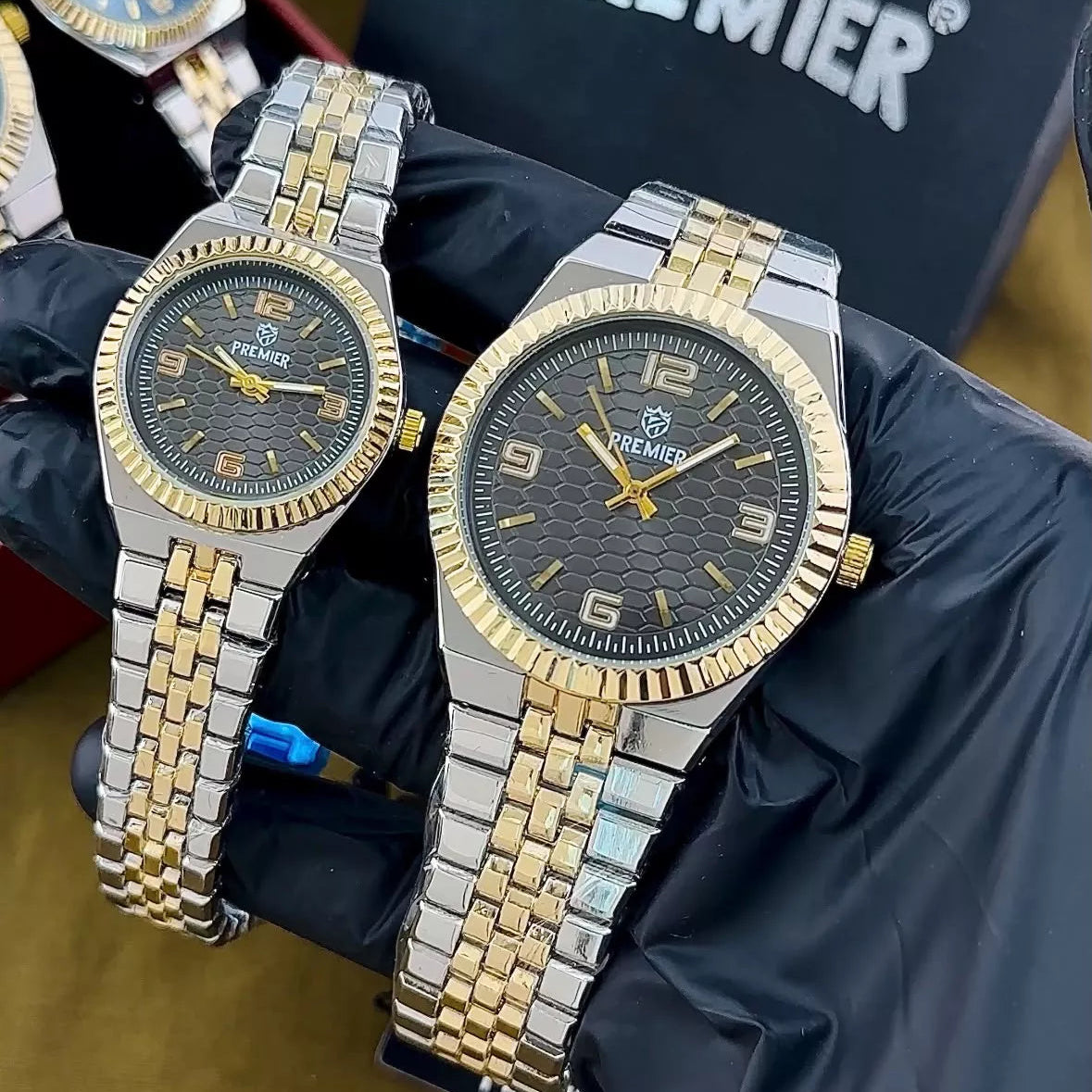 PREMIER Couple Watch Set – Latest Model with Brass Case & Chain