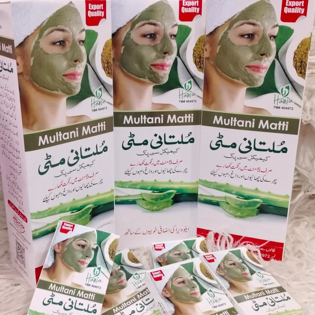 Hania Multani Mitti Fuller Baked Earth Clay Face Mask 50g (Each) – 24 Sachets Box