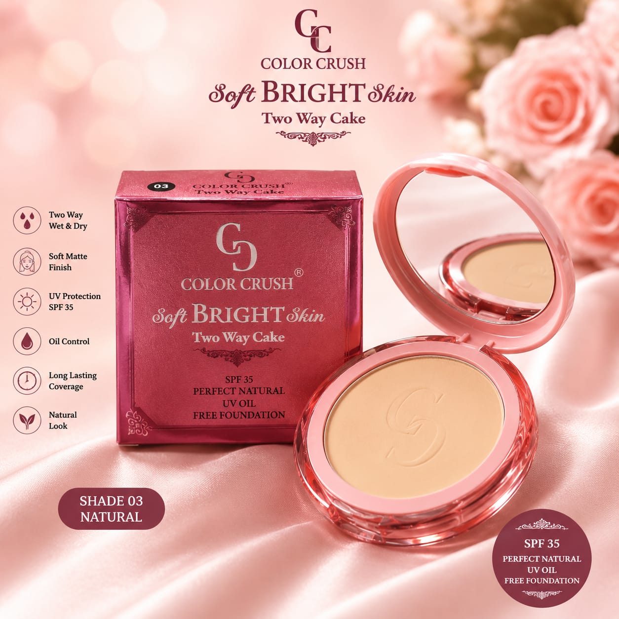 𝘾𝙊𝙇𝙊𝙍 𝘾𝙍𝙐𝙎𝙃 Soft Bright skin Two way cake Face Powder