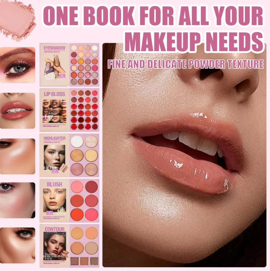 URATM Beauty Fashion Makeup Beautiful Eyeshadow Lip Gloss Highlighter Blush Contour 5 Pages Book Palette