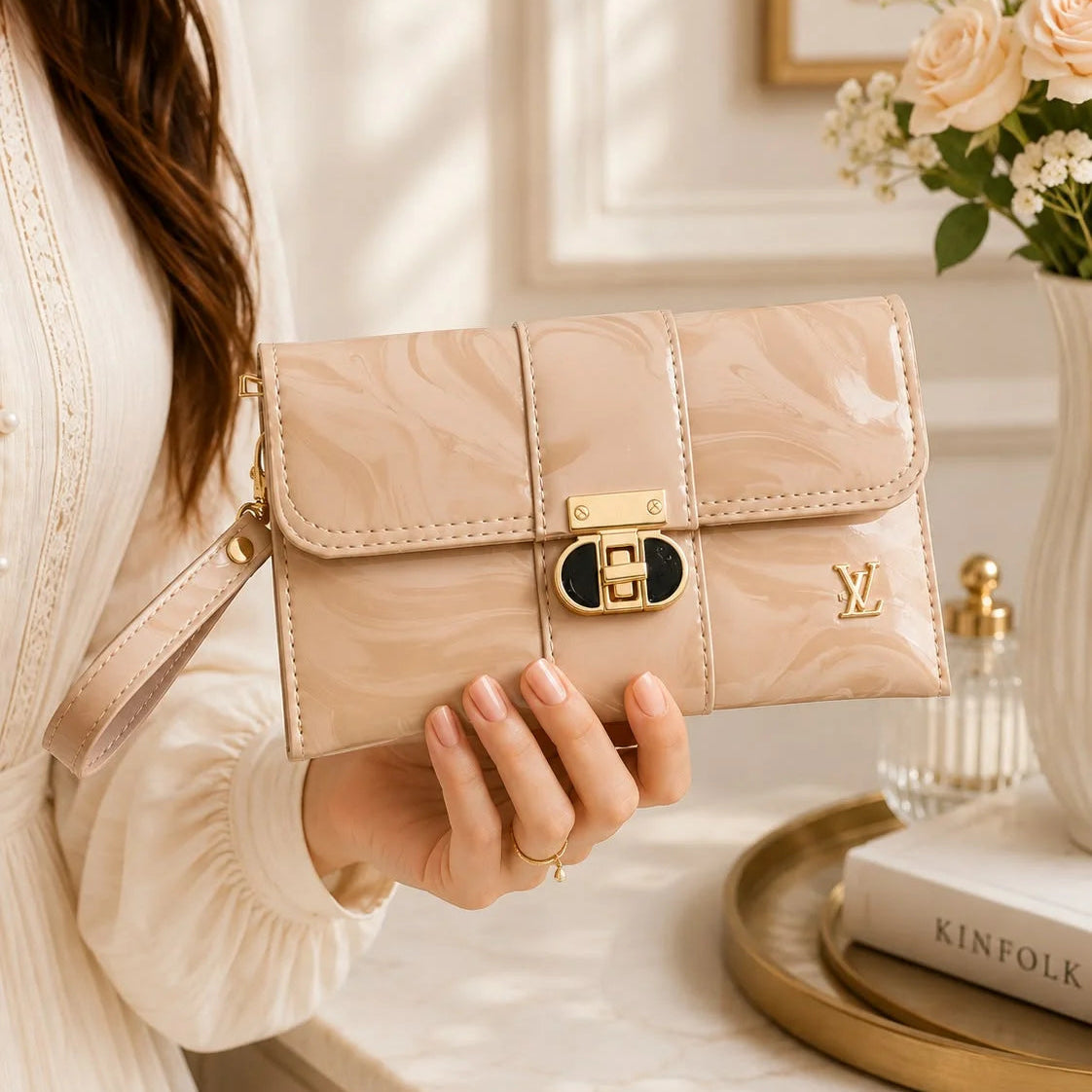 Womens Marble Pattern Clutch Bag