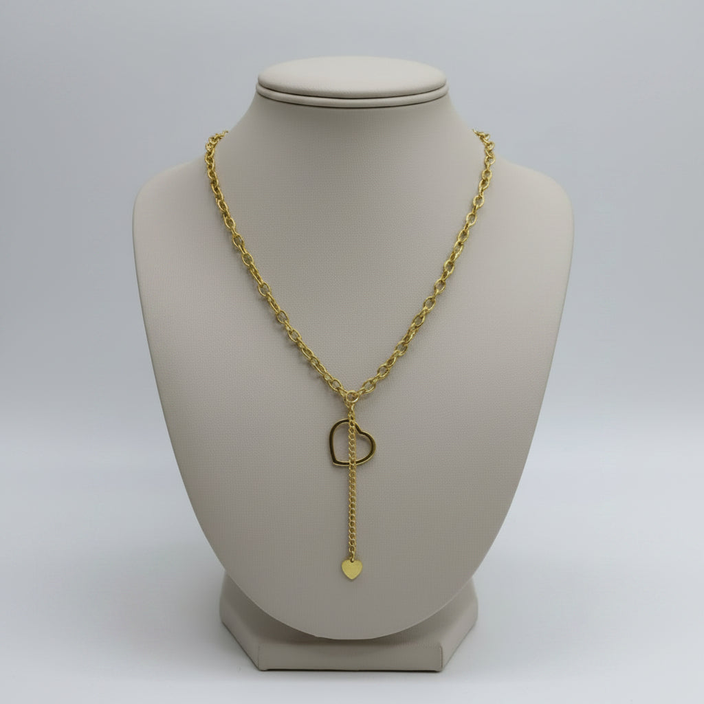 stainless steel Gold Heart Lariat Necklace - Each