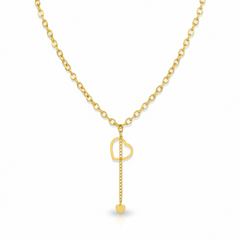 stainless steel Gold Heart Lariat Necklace - Each