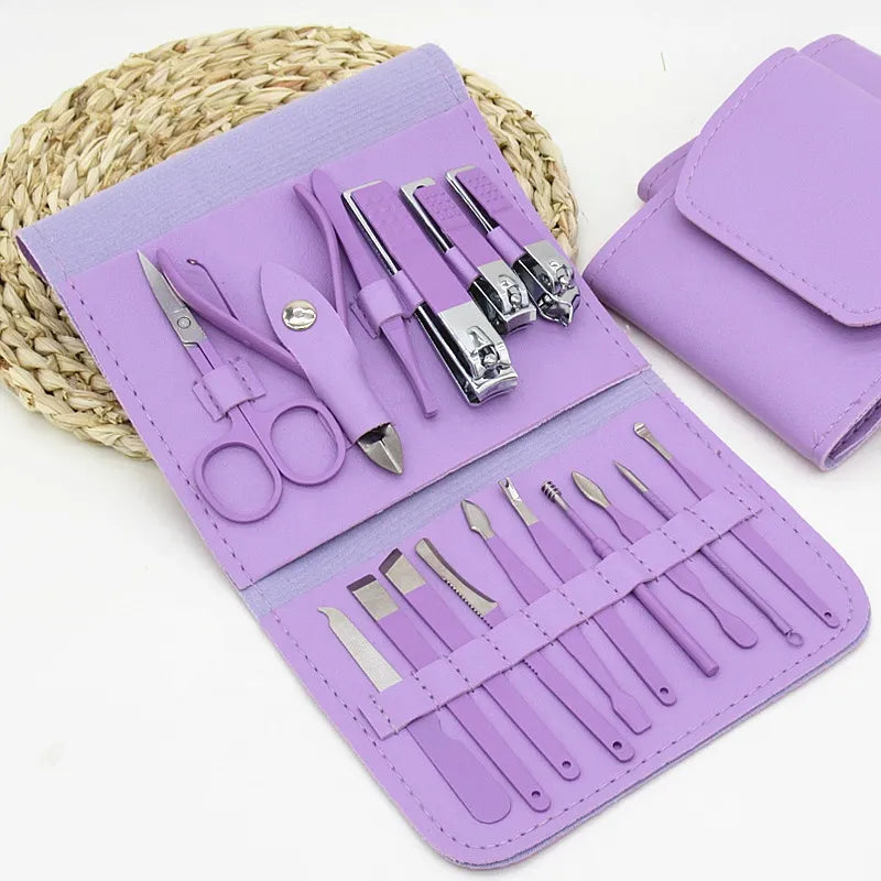 Portable 16-Piece Professional Manicure & Pedicure Kit – Multicolor