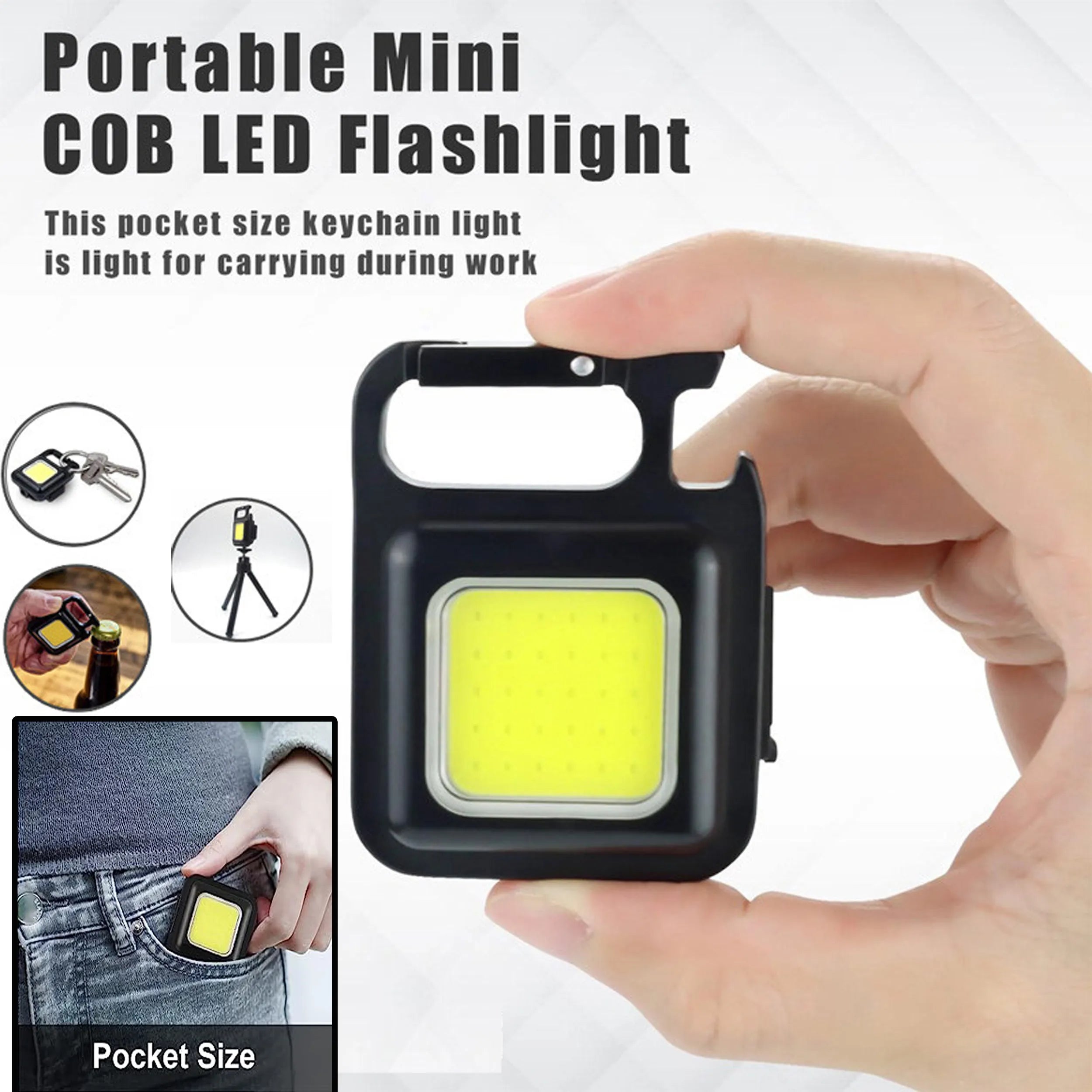 Multi-Function COB Rechargeable Keychain Light