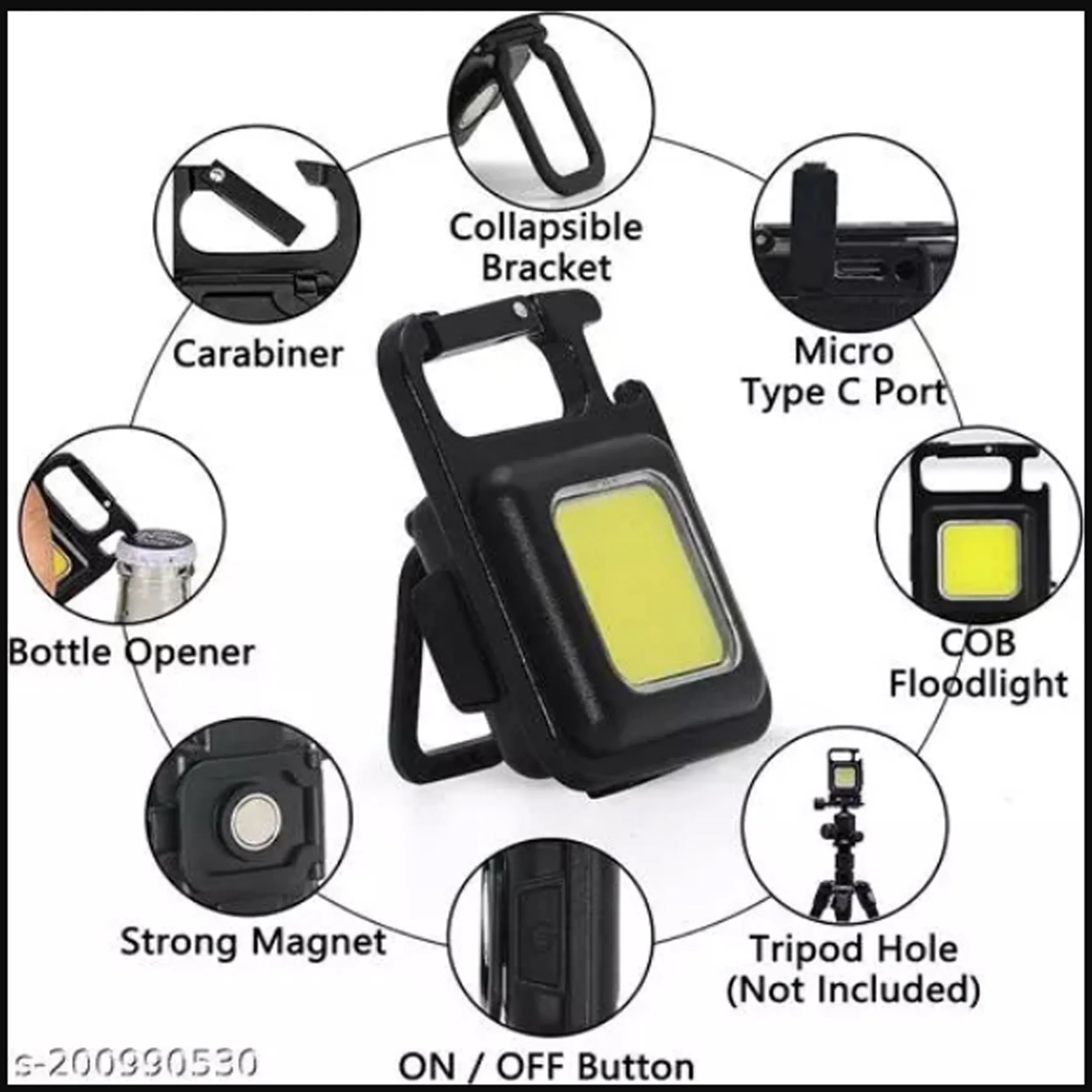 Multi-Function COB Rechargeable Keychain Light