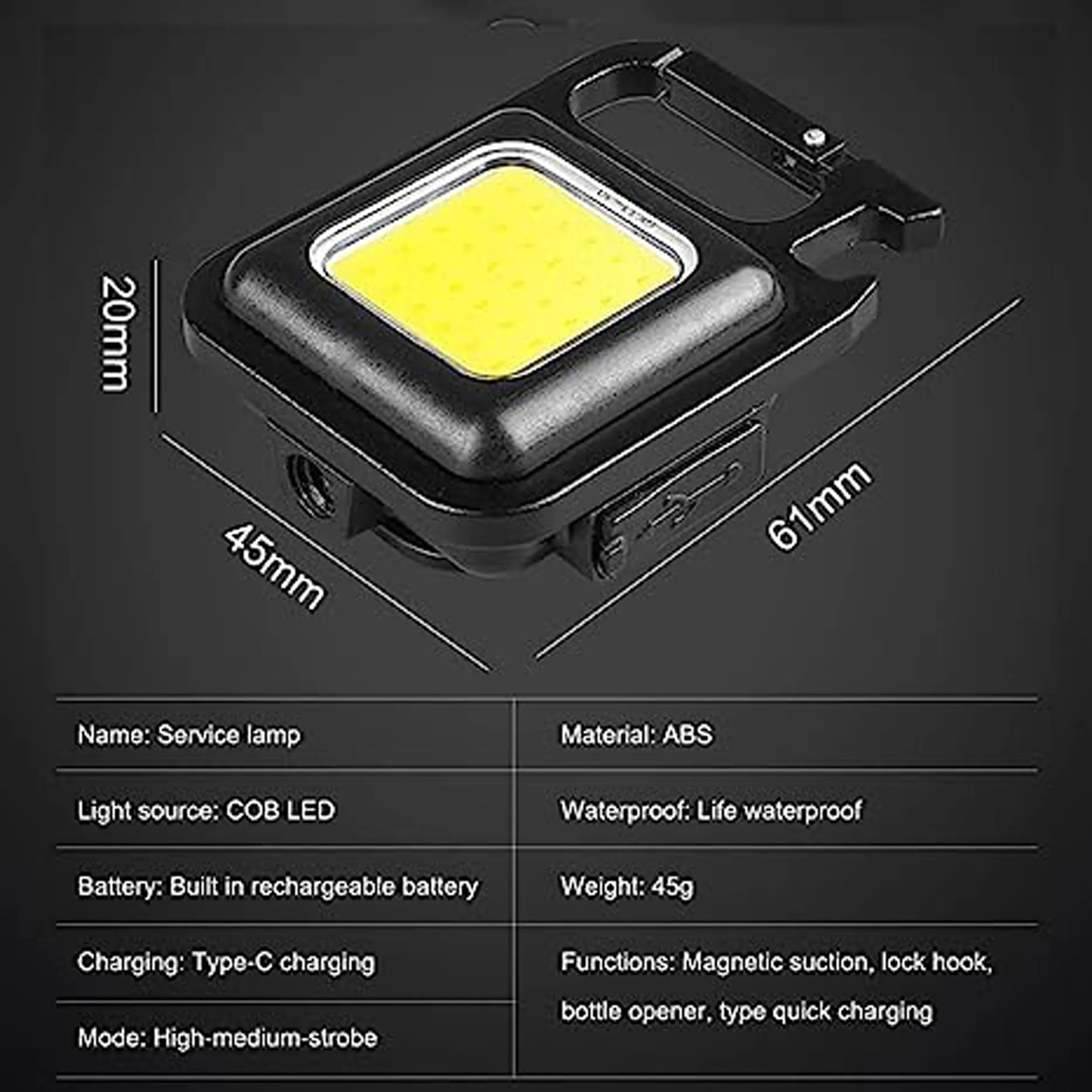 Multi-Function COB Rechargeable Keychain Light