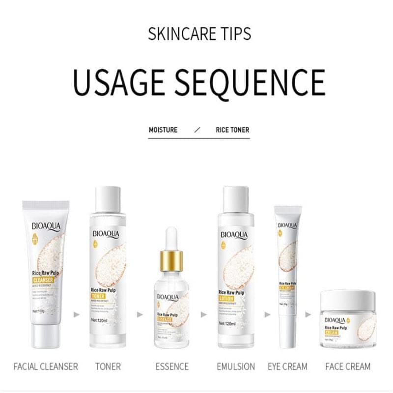 6 in 1 Bioaqua Rice Pulp Glow Moisturizing Skin Set