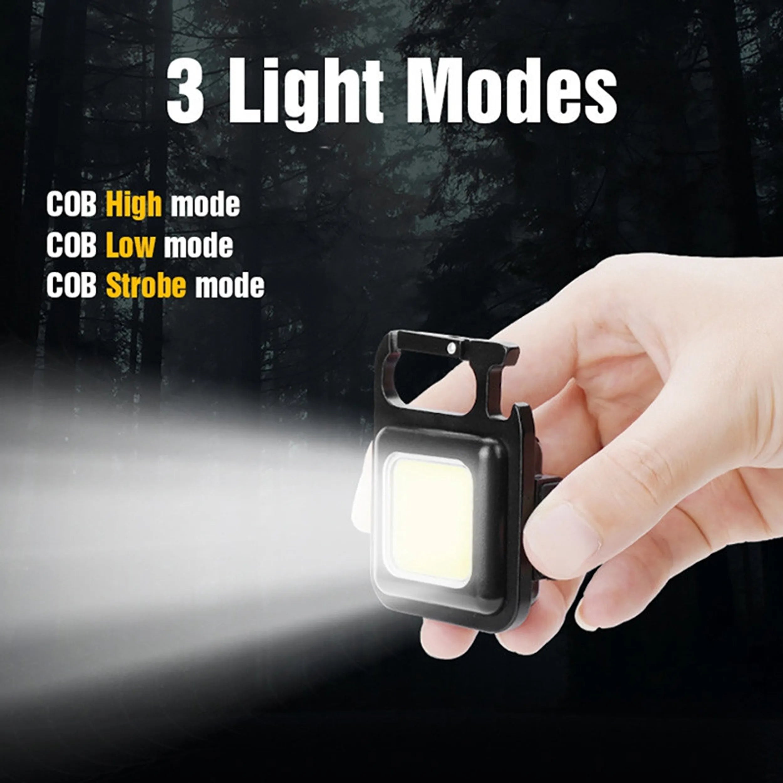 Multi-Function COB Rechargeable Keychain Light