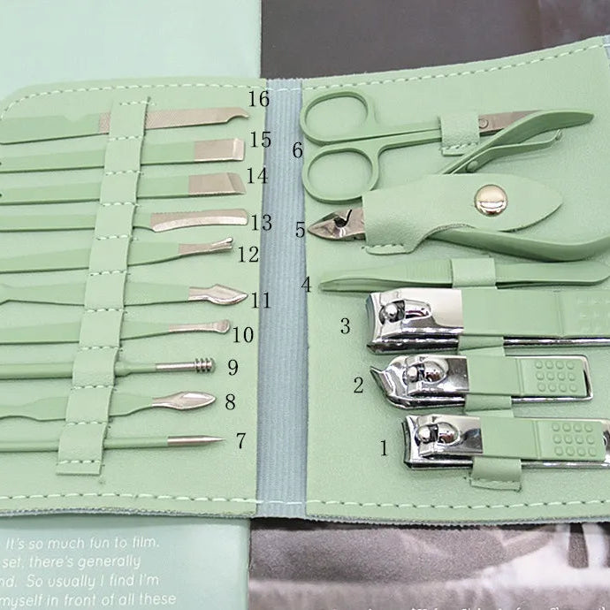 Portable 16-Piece Professional Manicure & Pedicure Kit – Multicolor