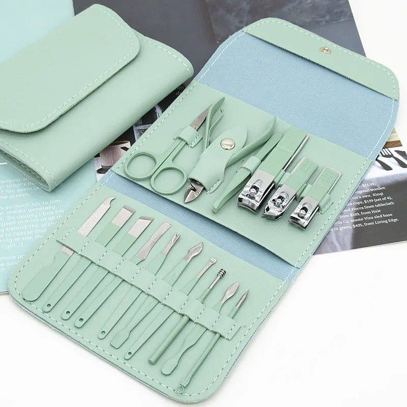 Portable 16-Piece Professional Manicure & Pedicure Kit – Multicolor