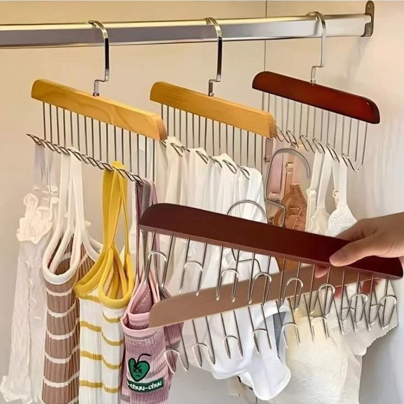Multi-purpose wooden hanger