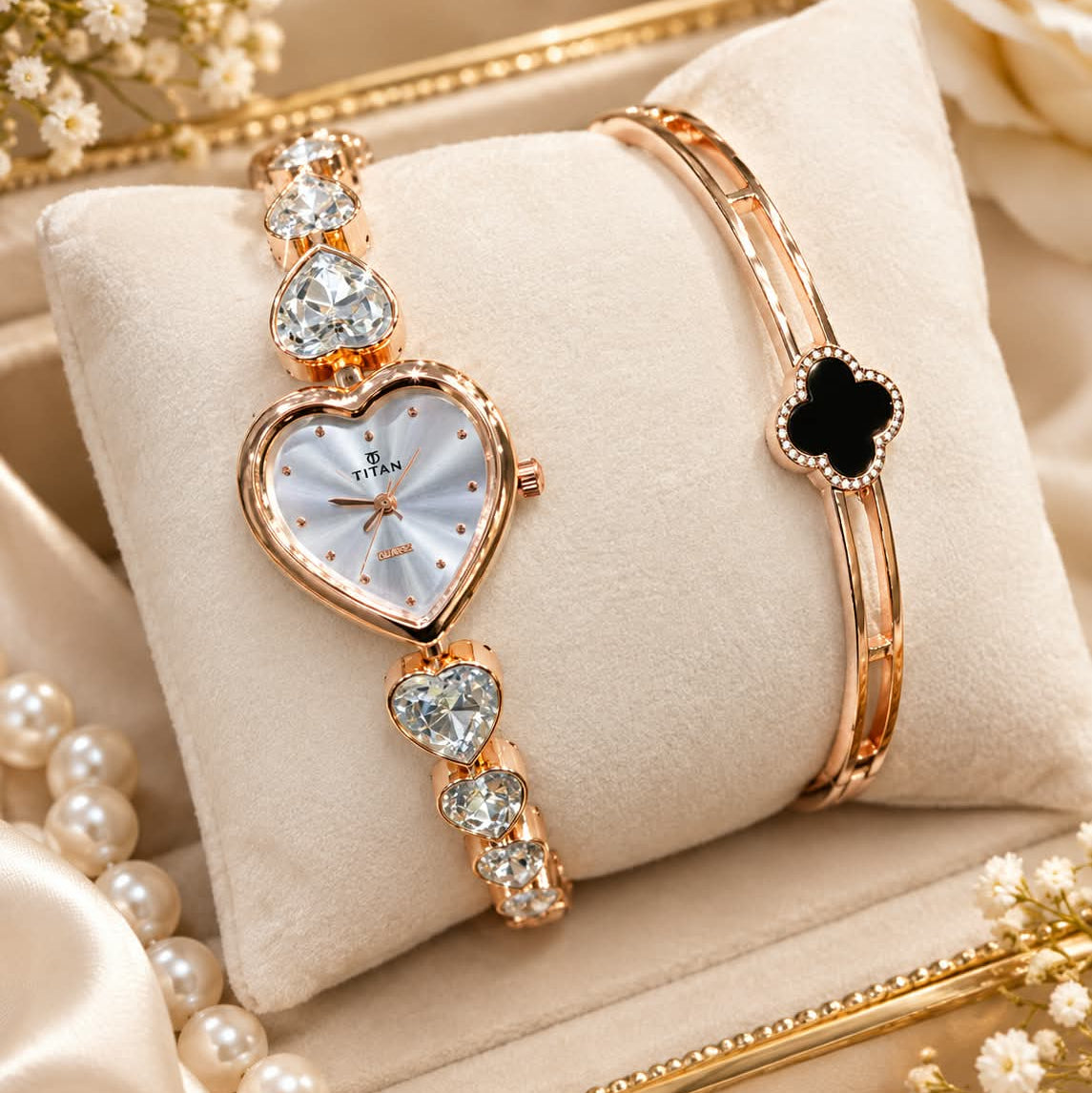 Fancy Beautiful Steel Chain Bracelet and Watch 2-Piece Deal for Her - With Normal Box