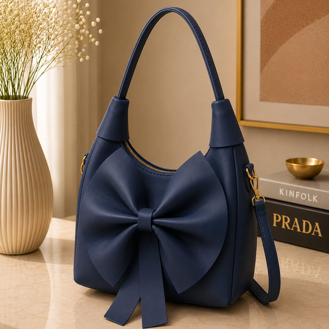 Bow Handbag | Vegan Leather Shoulder Bag for Women