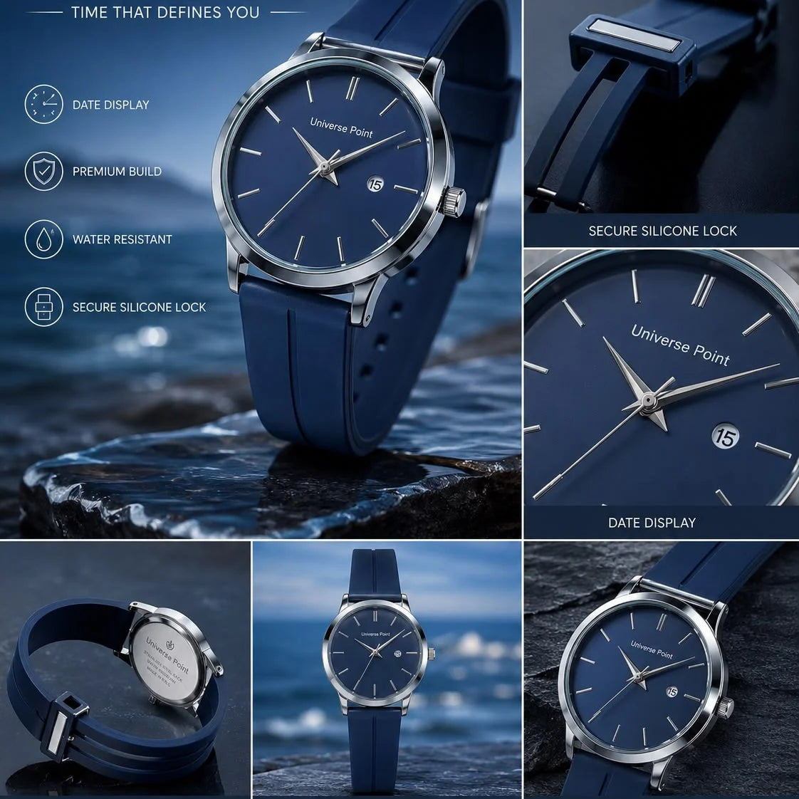 Universe Point Minimalist Silicone Strap Quartz Watch