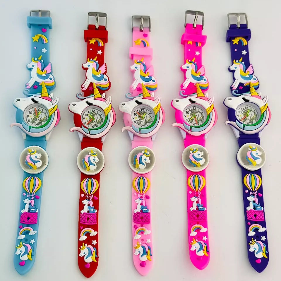 3D Cartoon Unicorn-Themed Children's Quartz Wristwatches