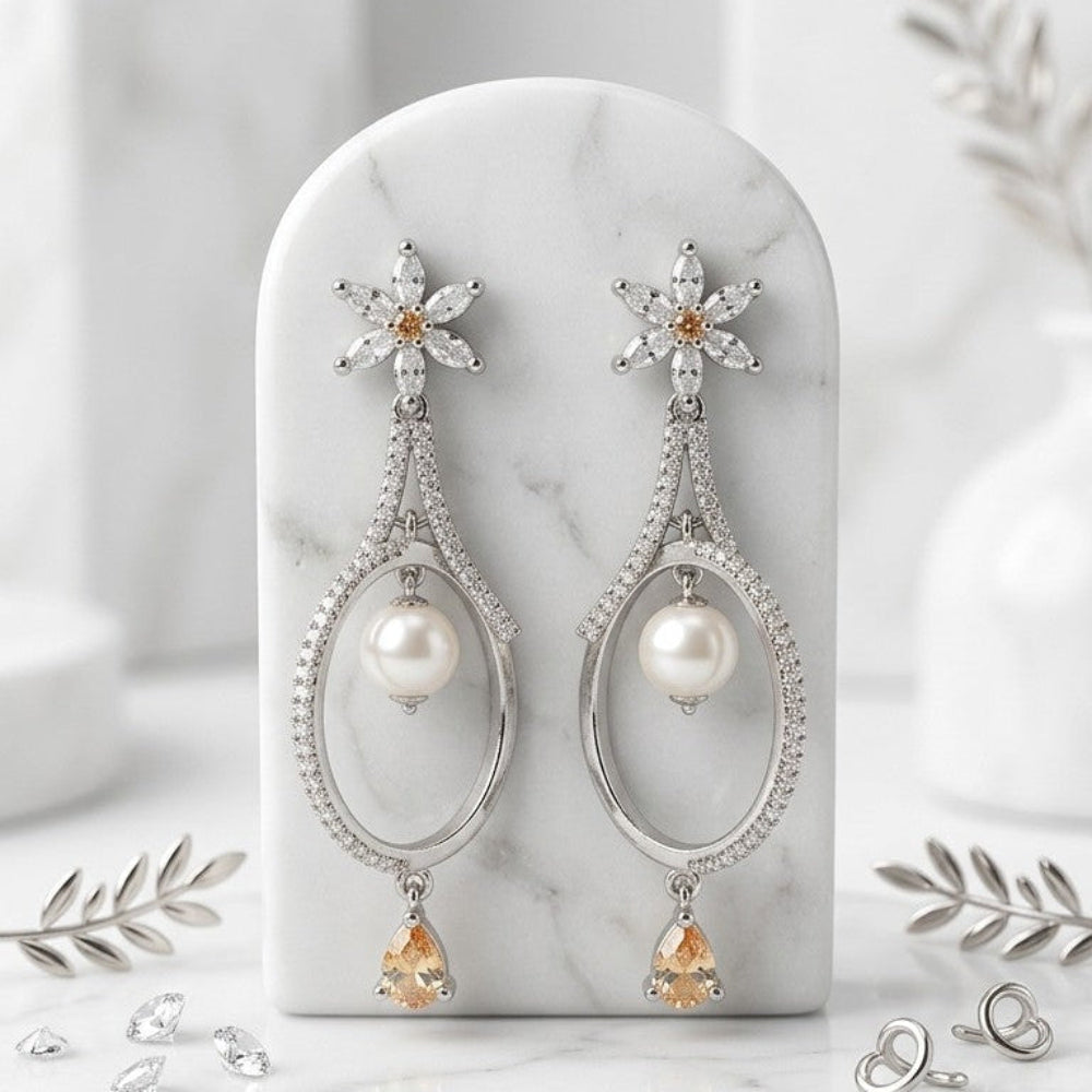 elegant silver-toned chandelier earrings