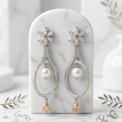 elegant silver-toned chandelier earrings