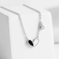 Stainless steel  Black white Heart - Each