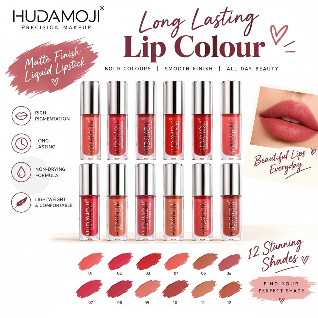 Hudamoji Precision-Infused Chroma Liquid Lip Gloss – 12 Shades