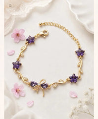 zircon flower and bow vine bracelet - Each