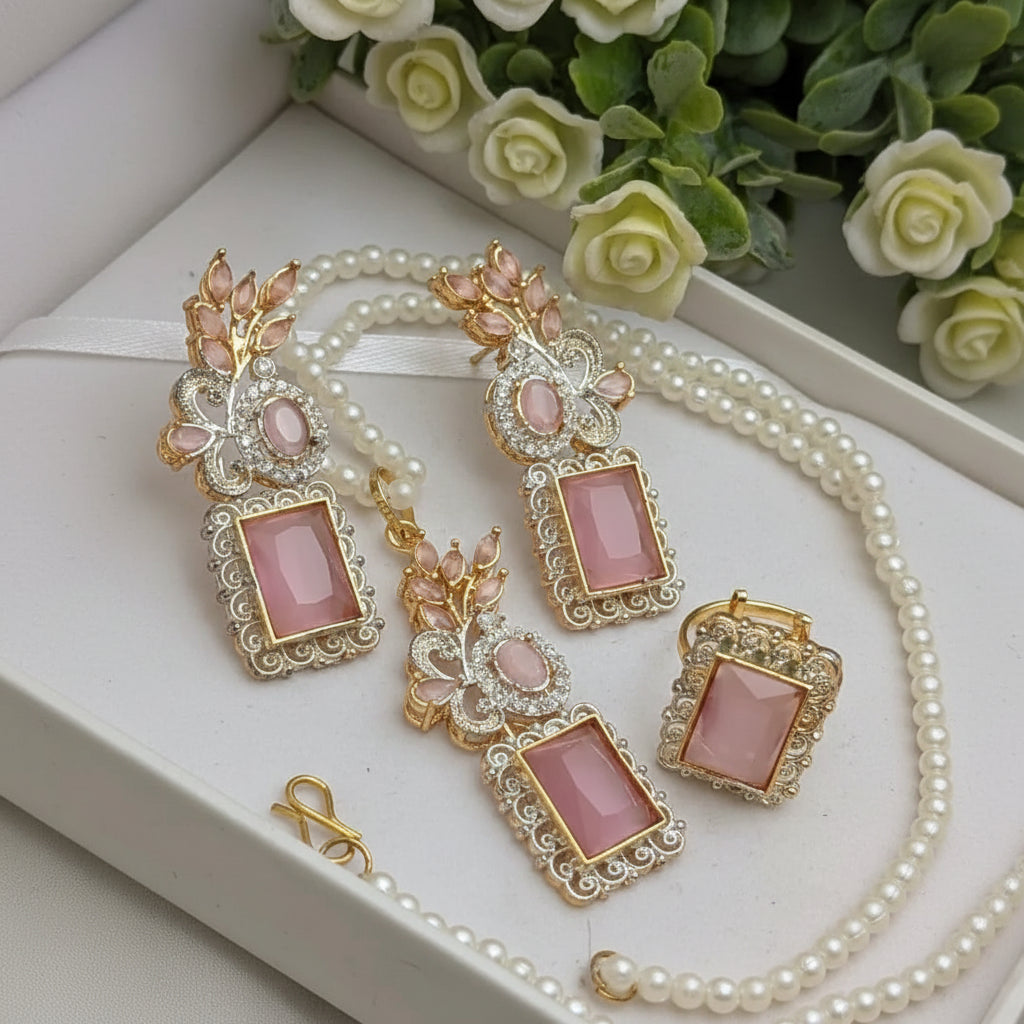 Zircon Combo Party Set – High Quality Rectangle Shape Jewelry
