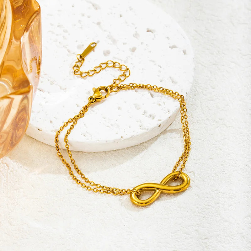 Stainless Steel  Minimalist Infinity Sign Charm Bracelet - Each