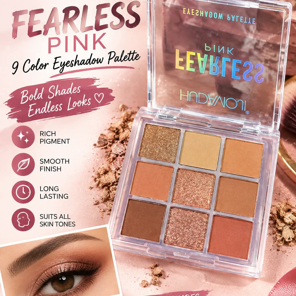 Hudamoji Fearless Pink 9-Color Eyeshadow Palette