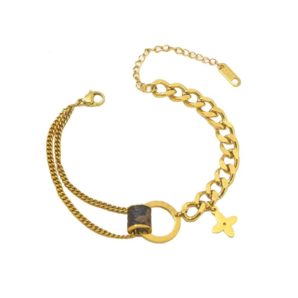 Stainless Steel Modern Luxe Layered Chain Bracelet - Gilded Finish - Each