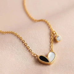 Stainless steel  Black white Heart - Each