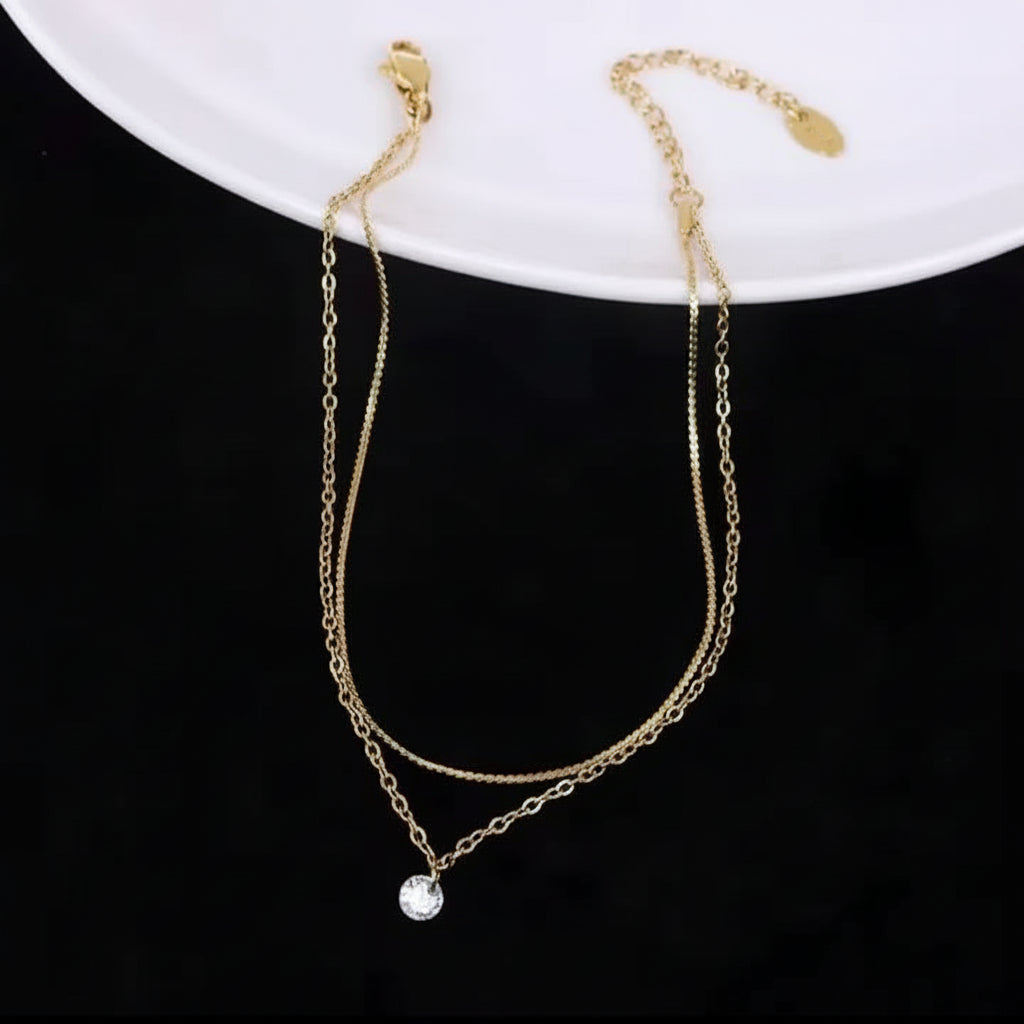 Stainless steel One stone zarcon anklet - Each