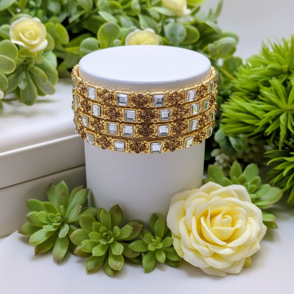 Bangles Set with Shisha Stone - 4Pcs