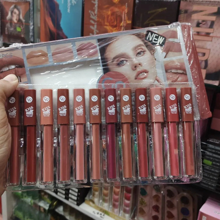 GR Kiss Matte Long Lasting  Lip Glosses - 12 Pcs Set