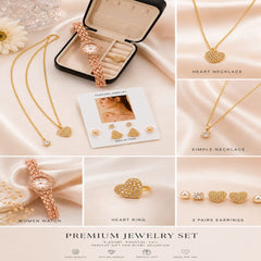 Ladies Gift Set Collection – Fancy Zircon Digital Watch & Trending Heart Jewelry Combo