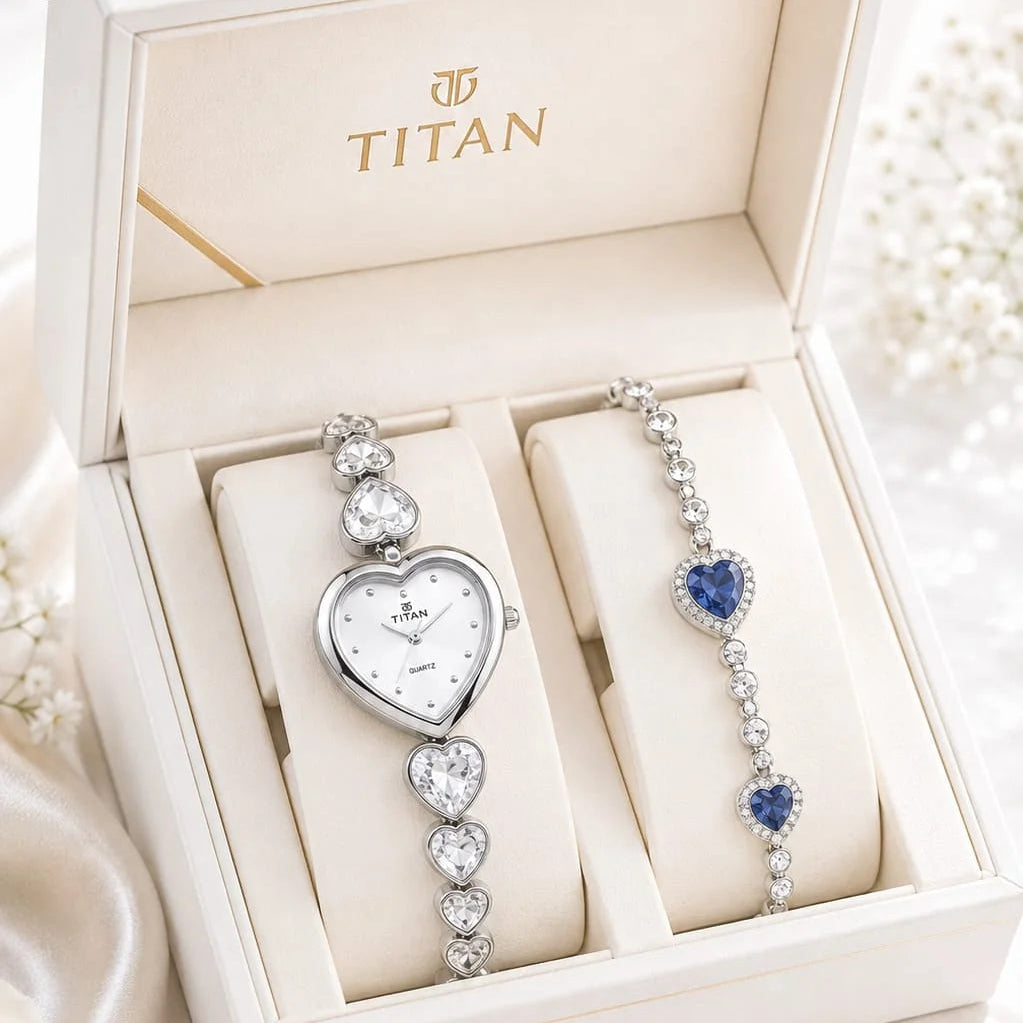 Titan Heart of Elegance Women Quartz Watch & Bracelet Set
