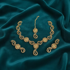gold-plated party wear necklace set