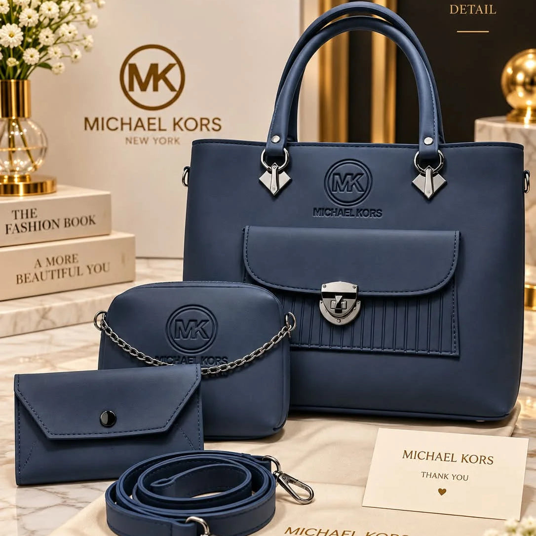 Michael Kors Handbag Set with Crossbody Pouch and Wallet - 3 Piece