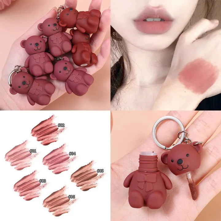 Julystar Bear Keychain Style Trendy Lip Gloss