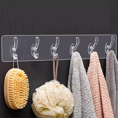 Self Adhesive Multi-Purpose 6 Transparent Hook Hanging Sticker