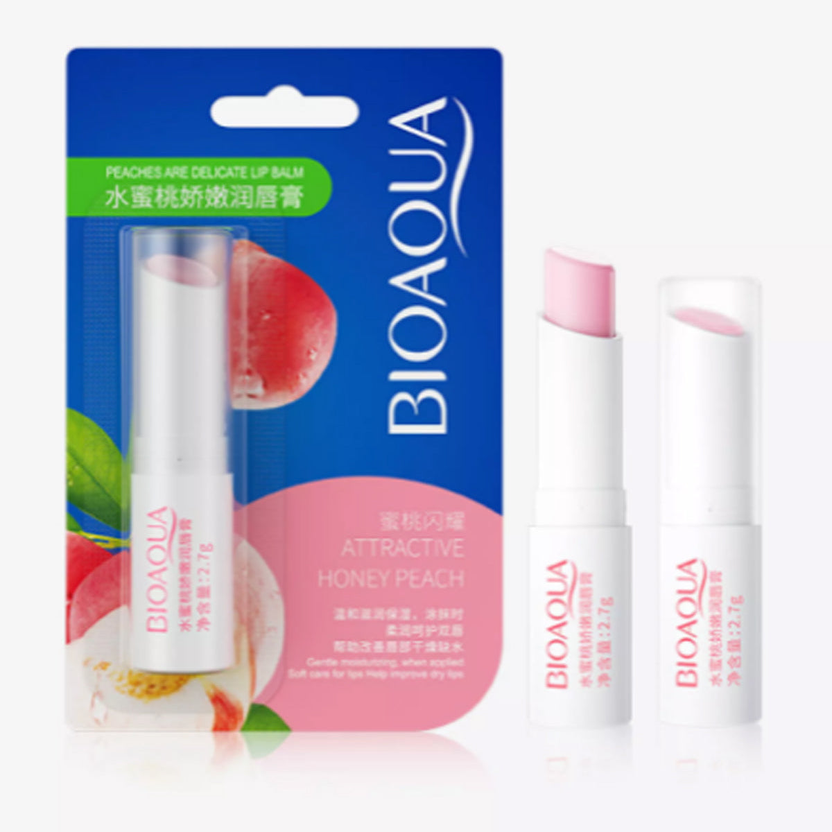 BIOAQUA Honey Peach Ripping Lip Balm - 2.7g