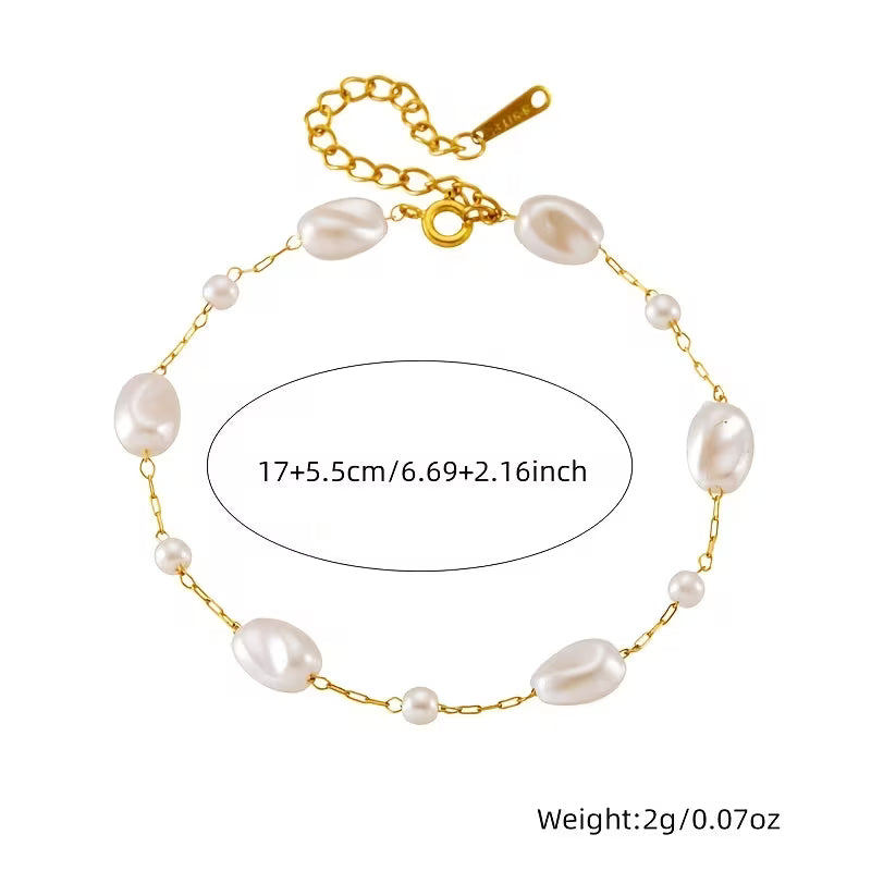 Stainless Steel  Elegant Imitation Pearl Bracelet - Each