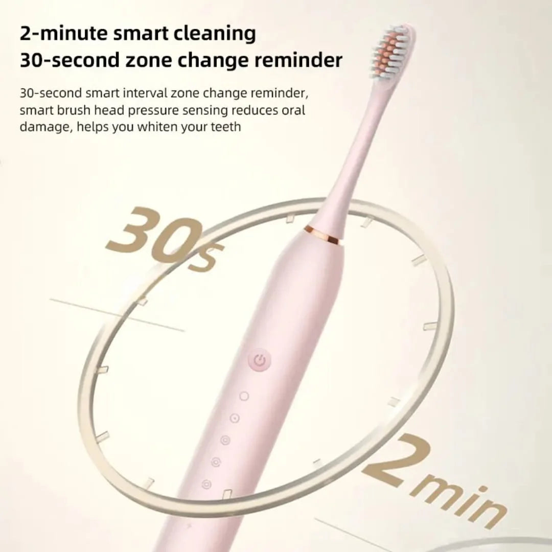 USB Rechargeable Ultrasonic Tooth Brush with 4 Brush Heads