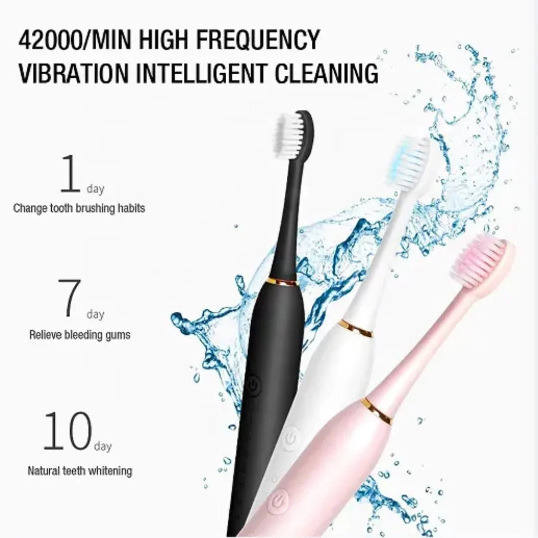USB Rechargeable Ultrasonic Tooth Brush with 4 Brush Heads