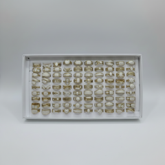 Stainless Steel Artisanal Enamel Ring Collection - Gilded Ivory Finish - Each