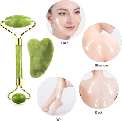 2 In 1  Jade Roller & Gua Sha Set