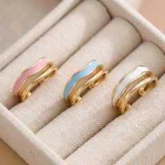 Enamel Wavy Multi Band Open Ring