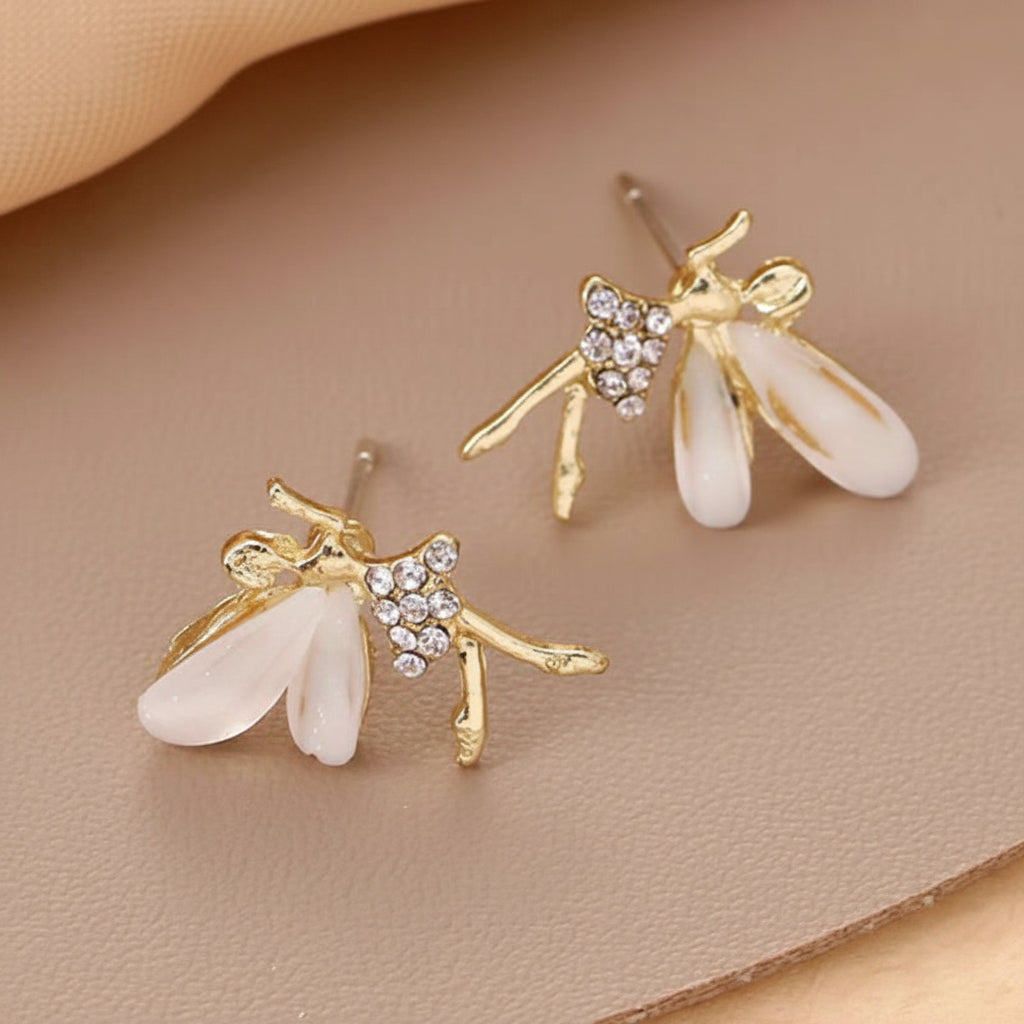Fairy Elf Pixie Wing Rhinestone Stud Earrings - Each Pair