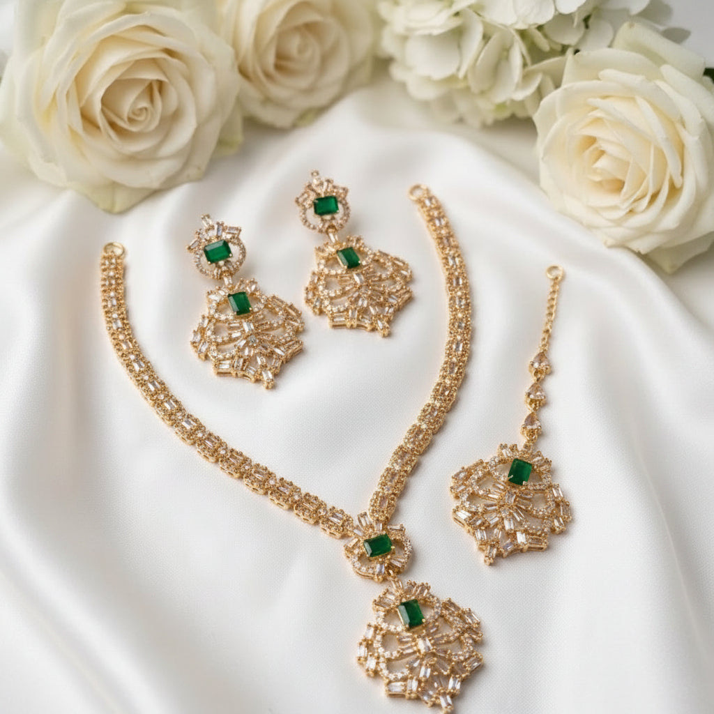 ZARCON Elegant Indian Bridal Necklace and Earrings