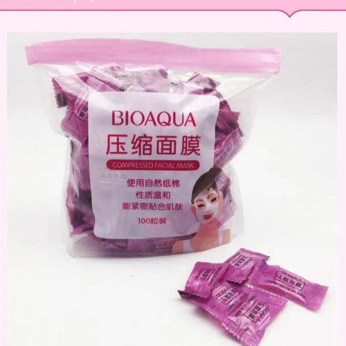 Bioaqua Compressed Facial Toffee Face Sheet Mask - 50 Pcs
